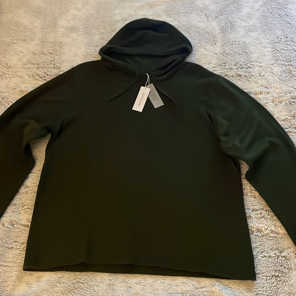 OuterKnown *NWT* 100% Merino Wool Hooded Sweater XL Dark Green
